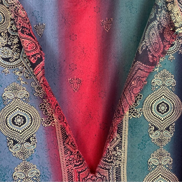 Vintage Sante Classics One Size Multicolor Boho Kaftan Dress Patio Artsy Maxi - Picture 3 of 14